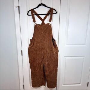 Blush Brown Corduroy Overalls Wide Leg Bib Dungarees Cottagecore Boho M